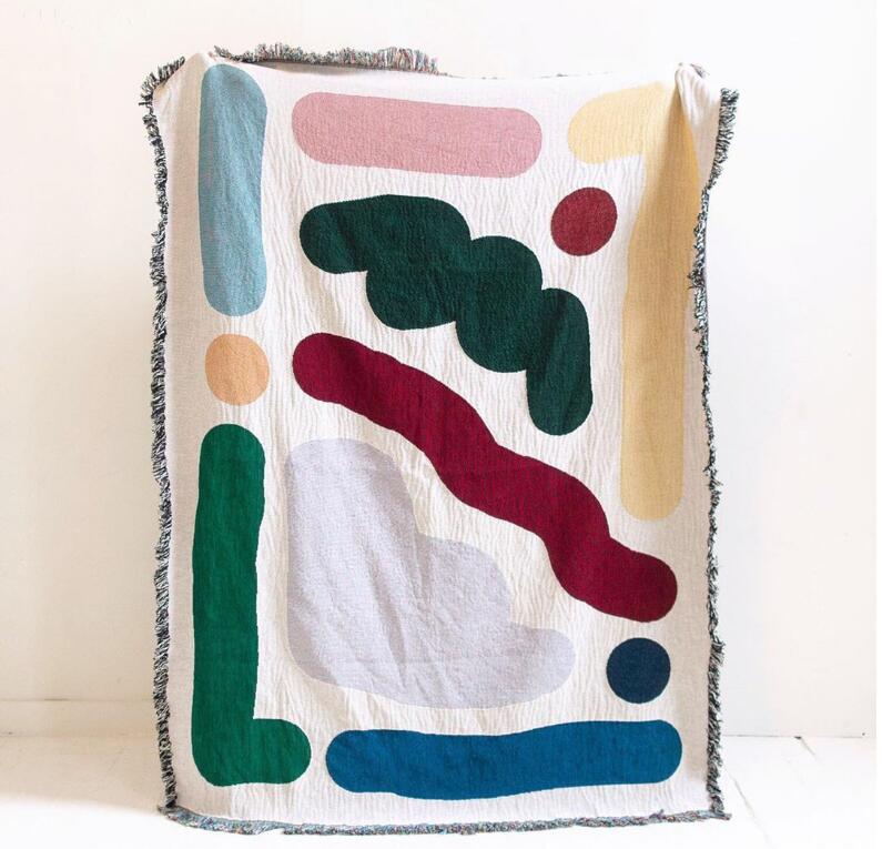 Outdoor Camping Rugs - Хлопковое одеяло с цветными линиями для