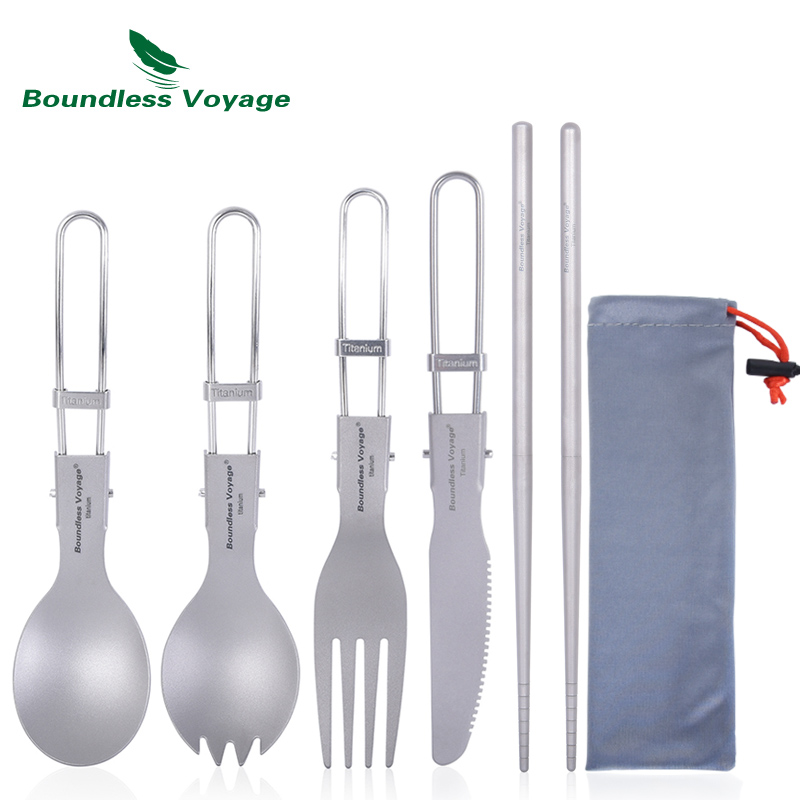 Титановые столовые приборы Bou – обзор и цена Outdoor Camping Dining Set