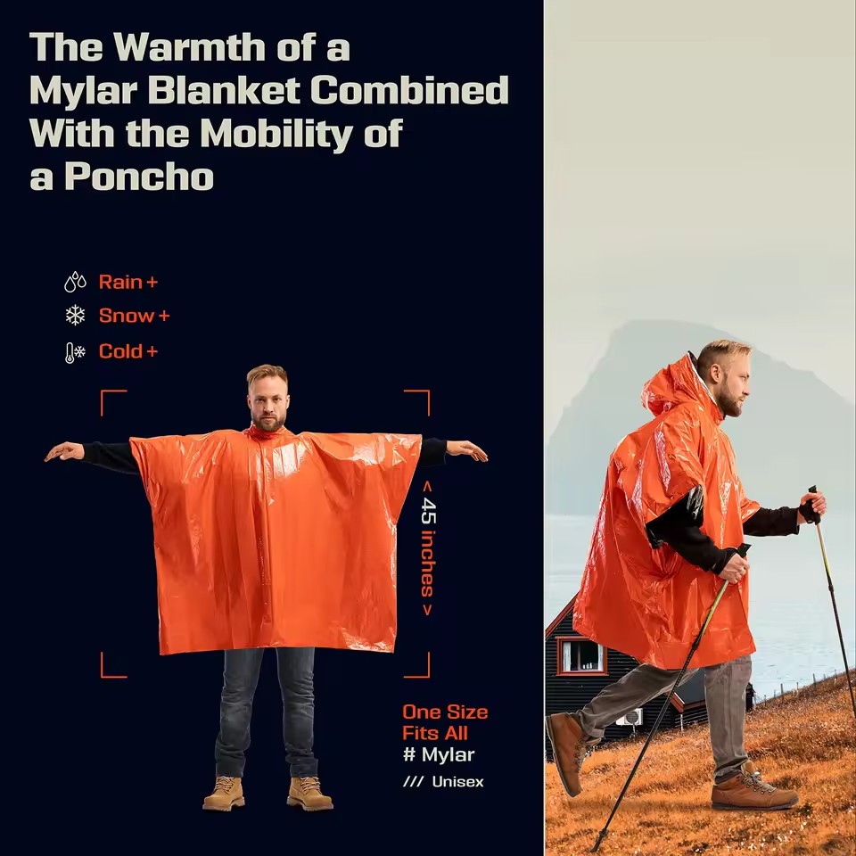 1 шт./2 шт. Аварийный дождевик – обзор и цена Camping Rain Poncho