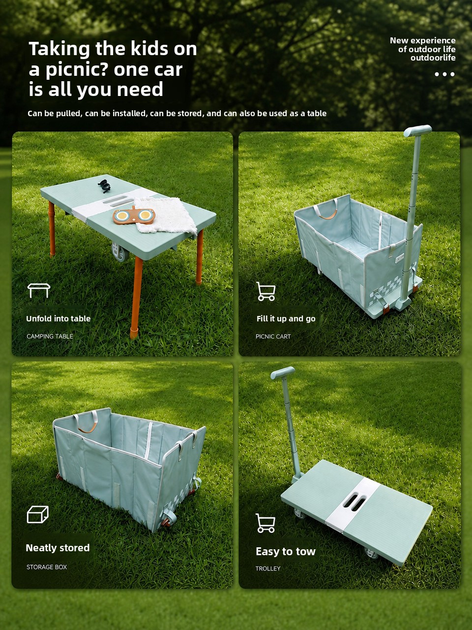 Уличная складная тележка-вагон – обзор и цена Outdoor Camping Trolley